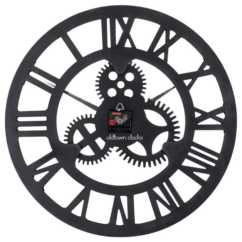 Oldtown Clocks 28" Industrial Steampunk Vintage Retro Home Decor Wall Clock (28 inches, Roman-Anti-Bronze) *Note: Decorative Gears DO NOT Move* - Image 4